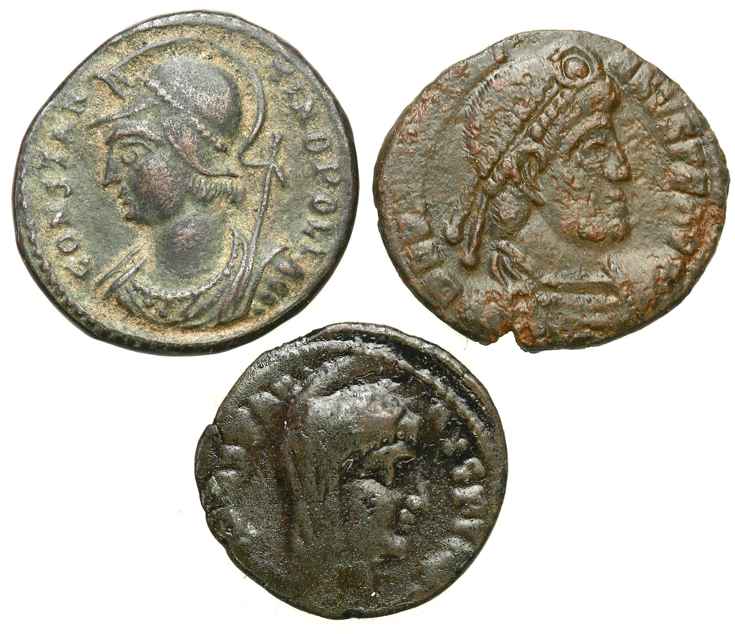 Cesarstwo Rzymskie. Lot 3 sztuk Follisów IV w. n. e.